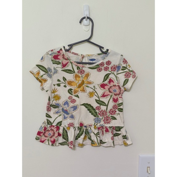 Old Navy Other - Old Navy‎ Floral Ruffle Top Girls Short Sleeve Shirt Cute Casual 5T